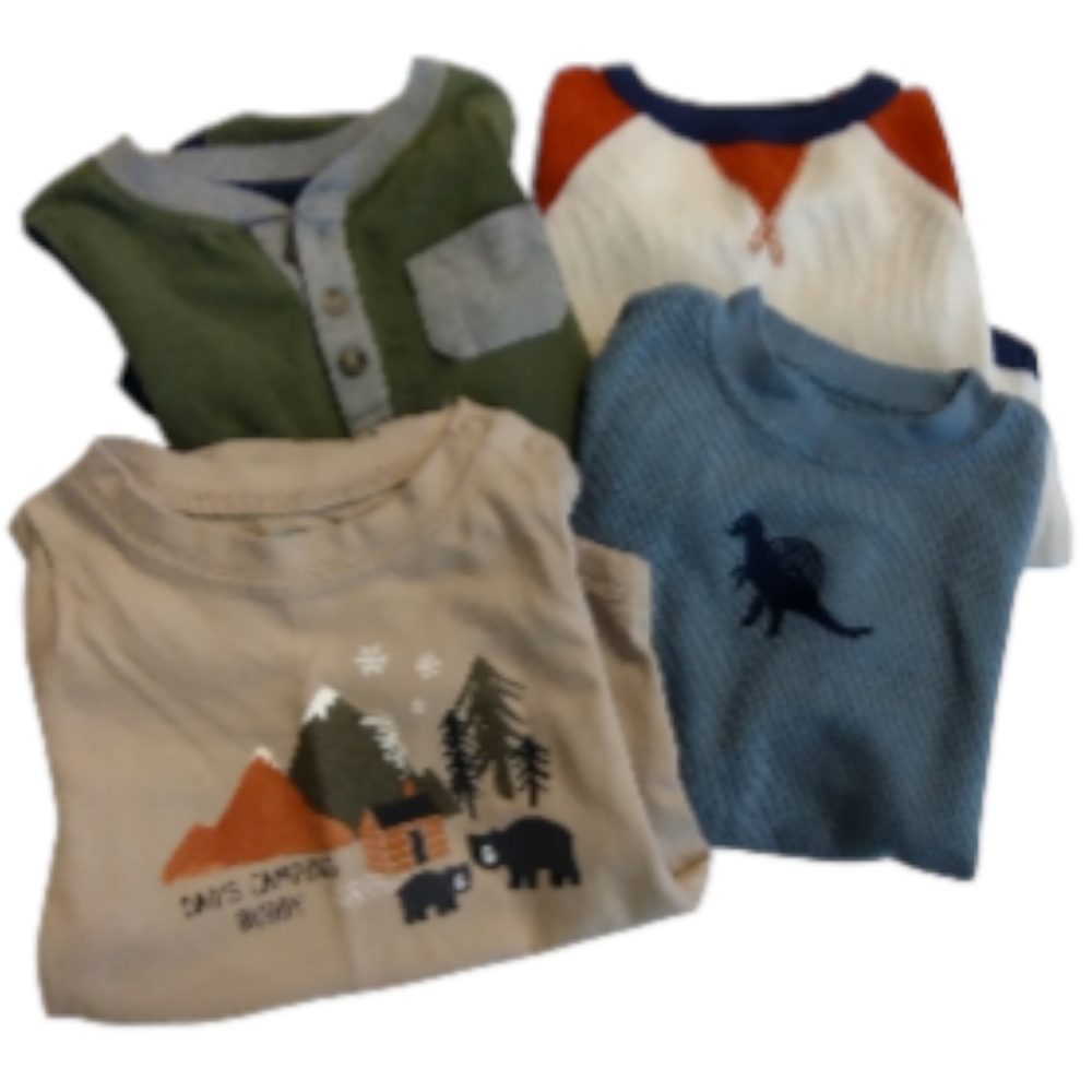 EUC Kids Graphic Waffle Long sleeve Onesie  Green, Blue, Beige Bundle Of 4